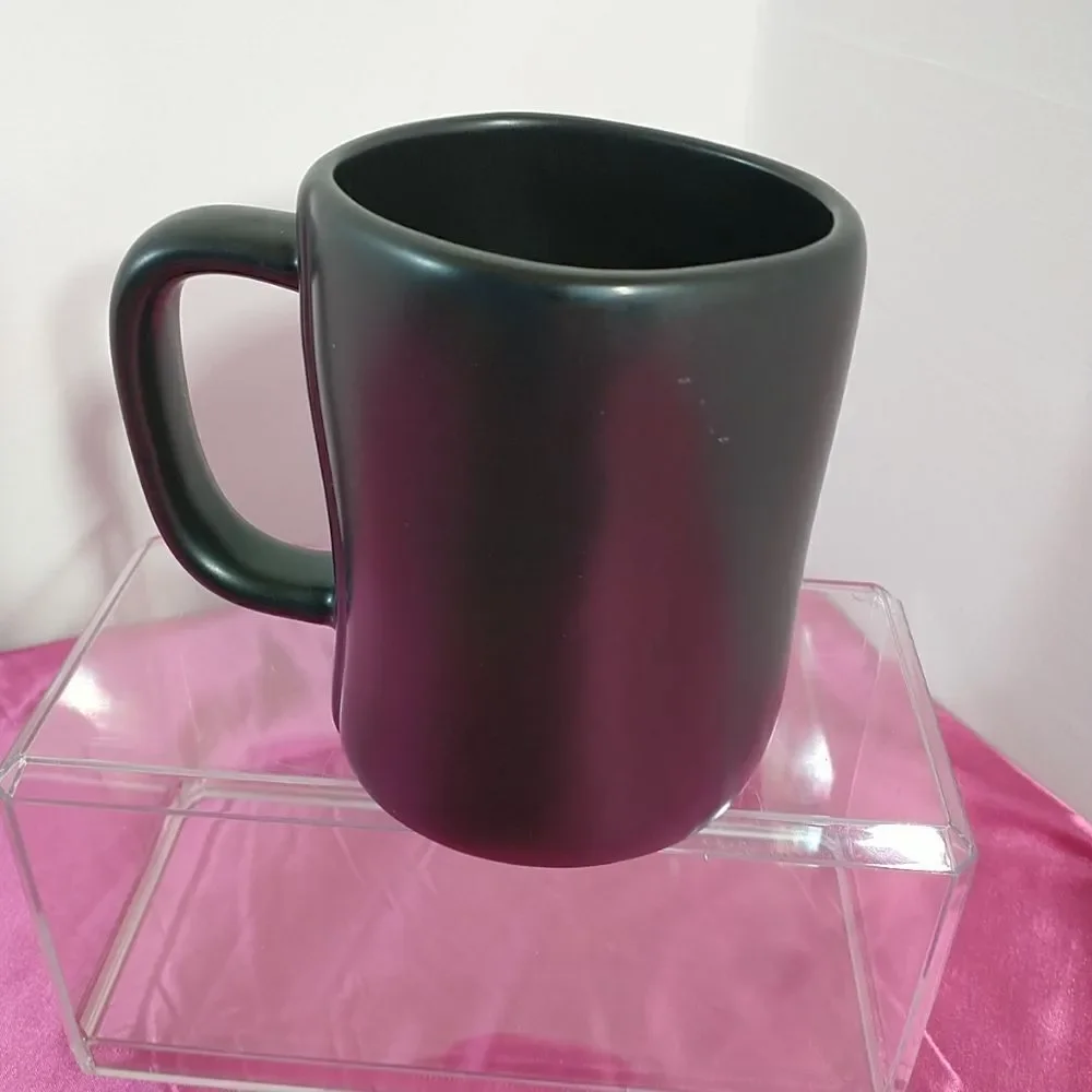 Rae Dunn Follow Your Heart Mug Matte Black Long White Writing. Condition is New